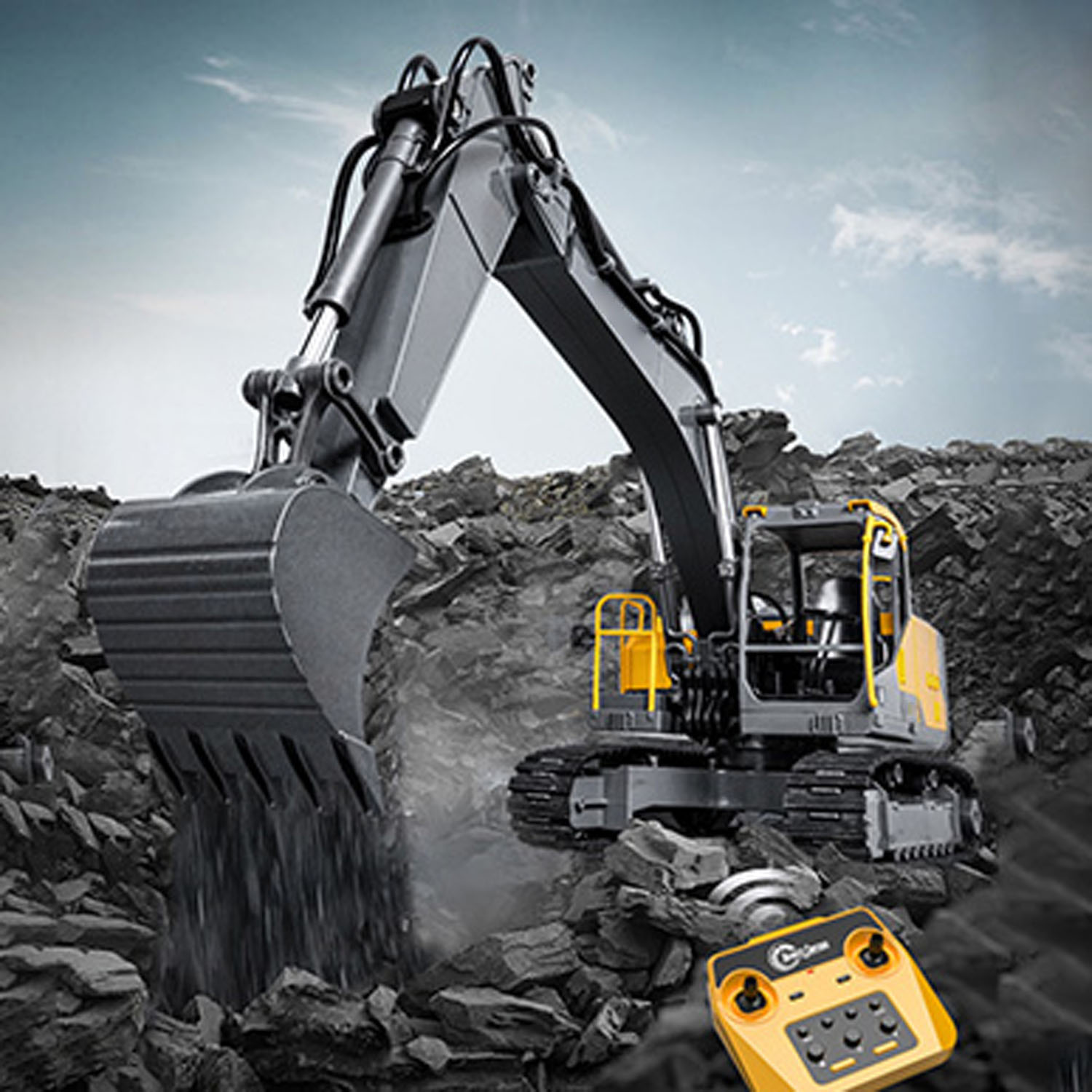 Rc Excavator Hydraulic - 1/16 DoubleE E598 003 Elektrische Lifting