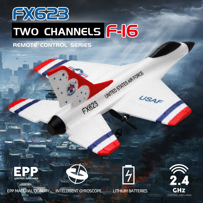 Rc Glider Foam Wing - Nieuwe Fx623/F16 Rc Vliegtuig Twee Kanaals